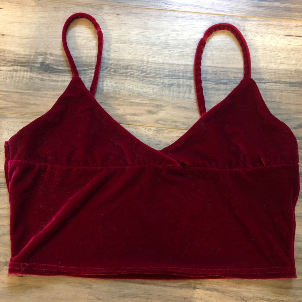 Red velvet crop top cami